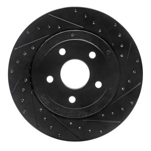 Jeep Grand Cherokee Brake Rotor (1) - Rear Right - R1 Concepts - Drilled & Slotted - Black - `06-`10